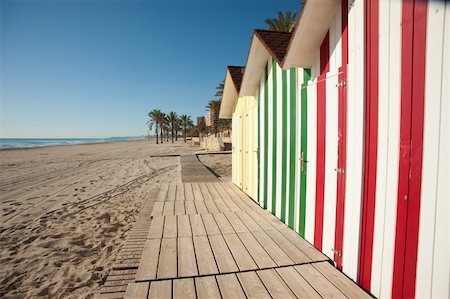 simsearch:400-06083036,k - Colorful  huts on Muchavista beach, Costa Blanca, Alicante, Spain Stock Photo - Budget Royalty-Free & Subscription, Code: 400-05919994