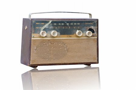 radio old images color - isolated Vintage fashioned radio on white background Stock Photo - Budget Royalty-Free & Subscription, Code: 400-05910044