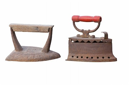 isolated ancient irons on white background Stock Photo - Budget Royalty-Free & Subscription, Code: 400-05910045