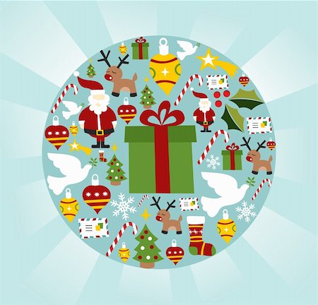 Christmas icon set in circle shape background. Vector file available. Stock Photo - Budget Royalty-Free & Subscription, Code: 400-05910151