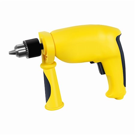 simsearch:400-05382554,k - Yellow electric drill with handle isolated on white background Foto de stock - Super Valor sin royalties y Suscripción, Código: 400-05910186