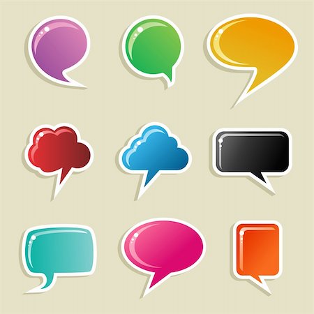 Social speech bubbles in different colors and forms illustration set. Vector file available. Stock Photo - Budget Royalty-Free & Subscription, Code: 400-05910286