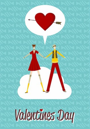 simsearch:400-04903018,k - Happy couple in Love Valentines day greeting card background. Vector file available. Photographie de stock - Aubaine LD & Abonnement, Code: 400-05910290