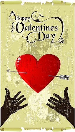 simsearch:400-04903018,k - Hands silhouette show heart and arrow Valentines day background. Vector file available. Photographie de stock - Aubaine LD & Abonnement, Code: 400-05910291
