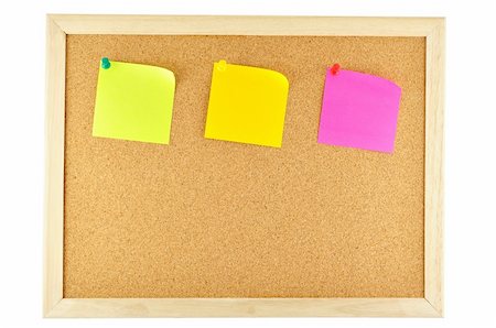 simsearch:400-05910146,k - three sticky note pinned on cork notice board Photographie de stock - Aubaine LD & Abonnement, Code: 400-05910317