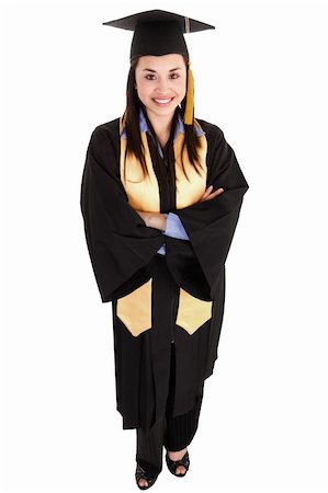 simsearch:400-04854970,k - Stock image of female graduate isolated on white background, high angle shot Stock Photo - Budget Royalty-Free & Subscription, Code: 400-05910338