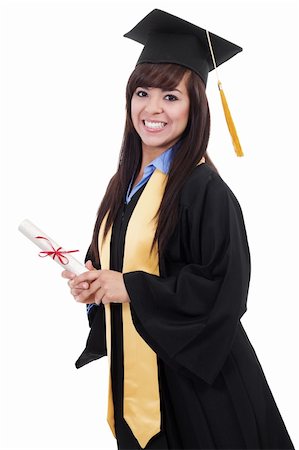 simsearch:400-04854970,k - Stock image of female graduate isolated on white background Stock Photo - Budget Royalty-Free & Subscription, Code: 400-05910339