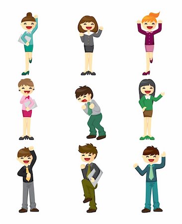 cartoon happy office workers icon Stock Photo - Budget Royalty-Free & Subscription, Code: 400-05910386