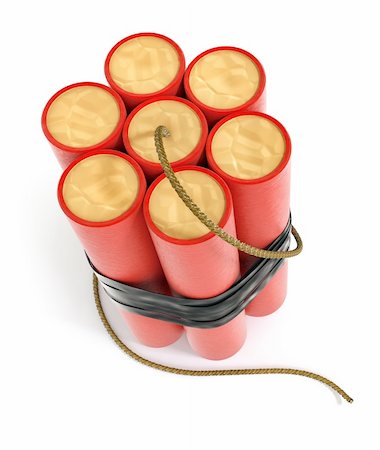 dynamite fuse - explosive dynamite sticks 3d-illustration isolated on white background with clipping path included Stock Photo - Budget Royalty-Free & Subscription, Code: 400-05910719