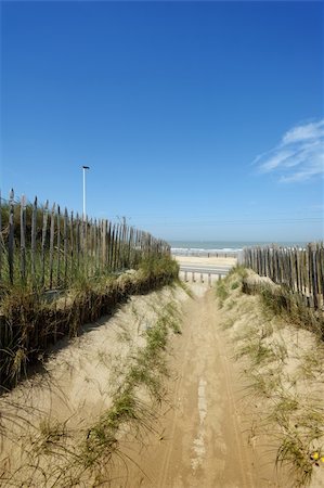 A beautiful path through the dunes and Marram grass against blue sky with end to the sea. Usfeul file for your brochure about European sea coast, ecology and eco tourism. Stock Photo - Budget Royalty-Free & Subscription, Code: 400-05910747