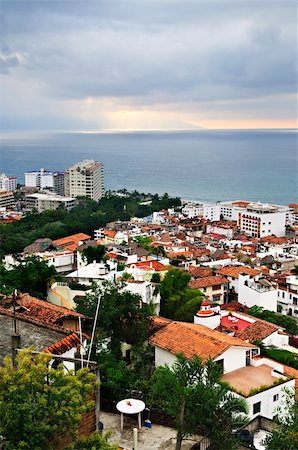 Cityscape view from above with Pacific ocean in Puerto Vallarta, Mexico Stock Photo - Budget Royalty-Free & Subscription, Code: 400-05910853