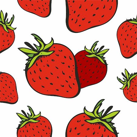 simsearch:400-09108602,k - Vector seamless pattern with ripe strawberry on a white Stock Photo - Budget Royalty-Free & Subscription, Code: 400-05910926