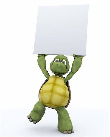 3D Render of a Tortoise with a blank white sign Foto de stock - Super Valor sin royalties y Suscripción, Código: 400-05910989