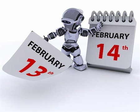 simsearch:400-06560748,k - 3D render of a robot with a calender Foto de stock - Royalty-Free Super Valor e Assinatura, Número: 400-05910983