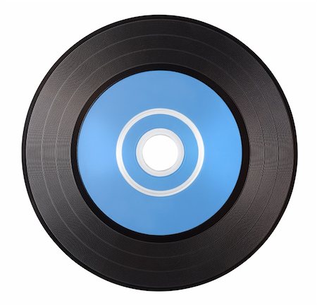 simsearch:695-05769414,k - Old vinyl record with blue blank label isolated on white background Foto de stock - Super Valor sin royalties y Suscripción, Código: 400-05911140