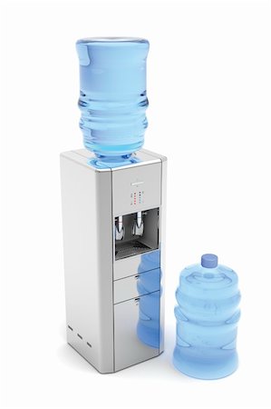 simsearch:400-08193402,k - Silver water dispenser with bottles on white Foto de stock - Super Valor sin royalties y Suscripción, Código: 400-05911184