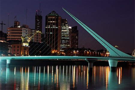 Bridge of the Woman (Puente De La Mujer) by night, Buenos Aires, Argentina Stock Photo - Budget Royalty-Free & Subscription, Code: 400-05911261