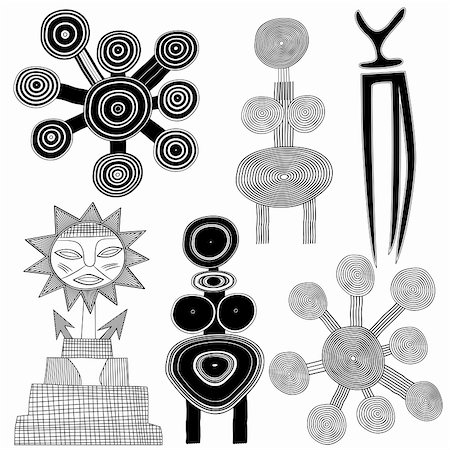 prehistoric pictographs - Various drawings - primitive art - cave painting - vector. This file is vector, can be scaled to any size without loss of quality. Stock Photo - Budget Royalty-Free & Subscription, Code: 400-05911437