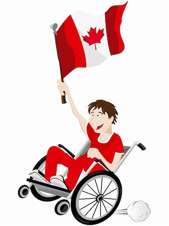 Vector - Canada Sport Fan Supporter on Wheelchair with Flag Stock Photo - Budget Royalty-Free & Subscription, Code: 400-05911526