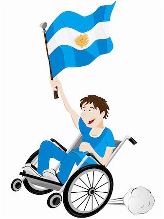 paraolimpionici - Vector - Argentina Sport Fan Supporter on Wheelchair with Flag Fotografie stock - Microstock e Abbonamento, Codice: 400-05911523