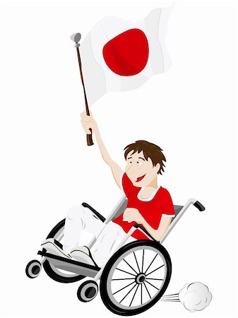 paraolimpionici - Vector - japan Sport Fan Supporter on Wheelchair with Flag Fotografie stock - Microstock e Abbonamento, Codice: 400-05911531