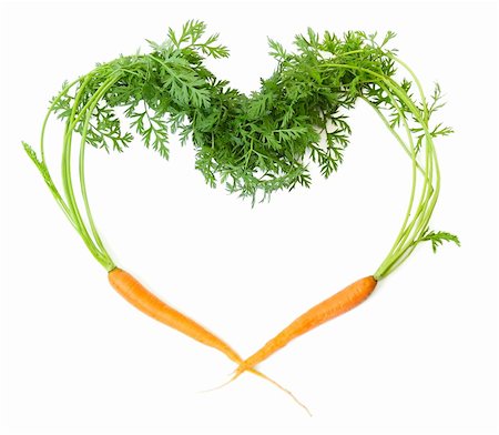 simsearch:400-03964348,k - Two carrots in shape of heart on white background Stockbilder - Microstock & Abonnement, Bildnummer: 400-05911948