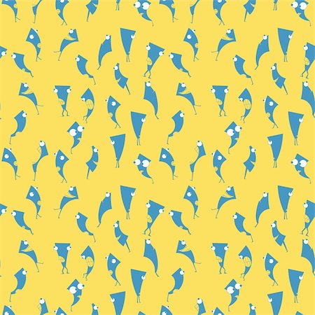 funny retro groups - Seamless wallpaper funny blue characters. Yellow background blue emotional people. Stock Photo - Budget Royalty-Free & Subscription, Code: 400-05911949