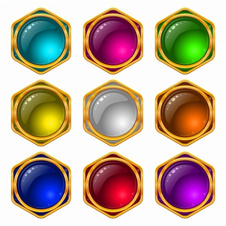 simsearch:400-04857416,k - Set of web buttons with gems and golden frames Photographie de stock - Aubaine LD & Abonnement, Code: 400-05911983