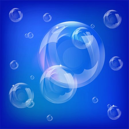 vector of soap bubbles on a blue background Stock Photo - Budget Royalty-Free & Subscription, Code: 400-05912138