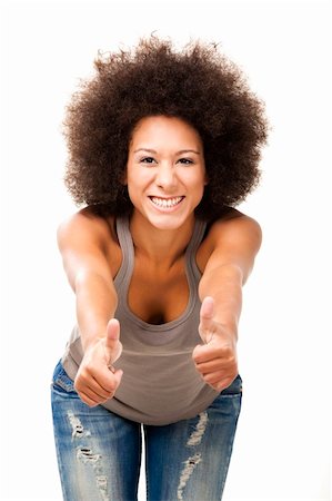 simsearch:400-06065810,k - Happy Afro-American young woman isolated on white doing a thumbs-up signal with her hand Foto de stock - Super Valor sin royalties y Suscripción, Código: 400-05912338