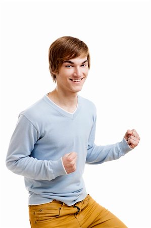 simsearch:400-05912369,k - Portrait of a very happy handsome young man, isolated over a white background Fotografie stock - Microstock e Abbonamento, Codice: 400-05912384