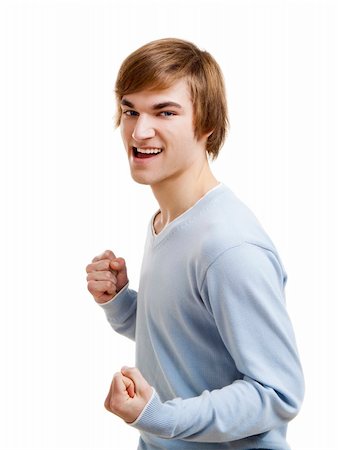 simsearch:400-05912369,k - Portrait of a very happy handsome young man, isolated over a white background Fotografie stock - Microstock e Abbonamento, Codice: 400-05912385