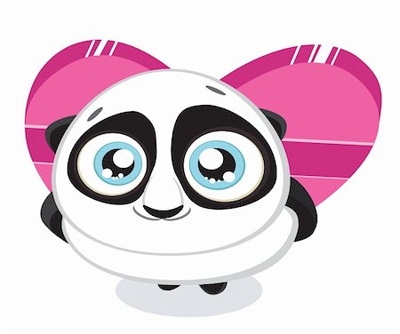 Cute  panda hiding heart shaped gift box isolated. Vector eps8 Stock Photo - Budget Royalty-Free & Subscription, Code: 400-05912512