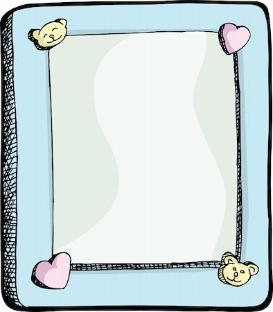 Cute picture frame with hearts and bears on border Stock Photo - Budget Royalty-Free & Subscription, Code: 400-05913171