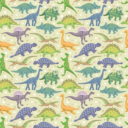 dinosaur cartoon background - seamless dinosaur pattern Stock Photo - Budget Royalty-Free & Subscription, Code: 400-05913654