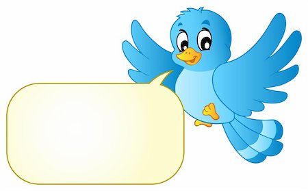 simsearch:400-05913687,k - Blue bird with comics bubble - vector illustration. Foto de stock - Super Valor sin royalties y Suscripción, Código: 400-05913686