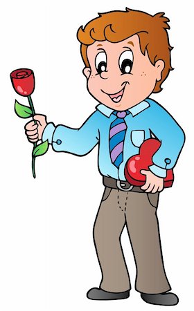 simsearch:400-05913687,k - Boy with flower - vector illustration. Foto de stock - Super Valor sin royalties y Suscripción, Código: 400-05913688