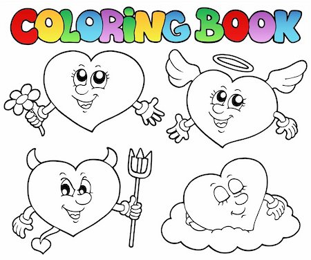 simsearch:400-05913687,k - Coloring book hearts collection 2 - vector illustration. Foto de stock - Super Valor sin royalties y Suscripción, Código: 400-05913691