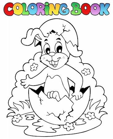 simsearch:400-05913687,k - Coloring book with Easter theme 5 - vector illustration. Foto de stock - Super Valor sin royalties y Suscripción, Código: 400-05913693