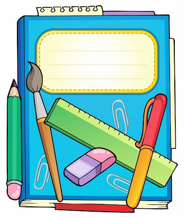 pen vector - School notepad with stationery - vector illustration. Stock Photo - Budget Royalty-Free & Subscription, Code: 400-05913711
