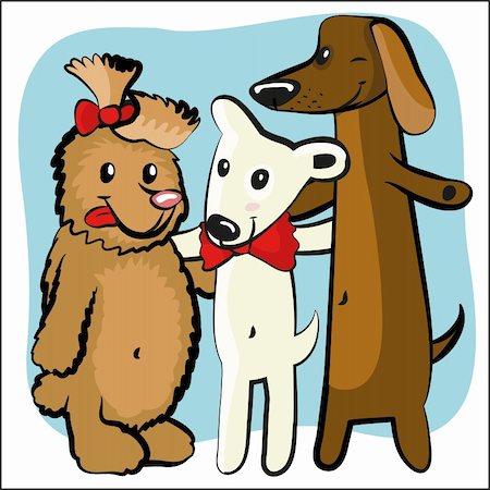 simsearch:400-07405345,k - cartoon funny white dog with him friends dogs.Vector illustration Stock Photo - Budget Royalty-Free & Subscription, Code: 400-05913755