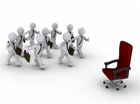 simsearch:400-05920330,k - Several 3d businessmen run towards a red chair Stock Photo - Budget Royalty-Free & Subscription, Code: 400-05913834
