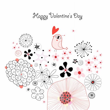 simsearch:400-05912525,k - floral background with a graphic love bird on white Stock Photo - Budget Royalty-Free & Subscription, Code: 400-05924065