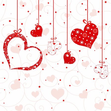 St Valentine greeting card red heart shape on seamless pattern wallpaper Foto de stock - Super Valor sin royalties y Suscripción, Código: 400-05924104