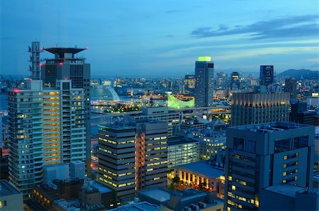 Aerial nighttime view of Kobe, Japan. Stock Photo - Budget Royalty-Free & Subscription, Code: 400-05924768