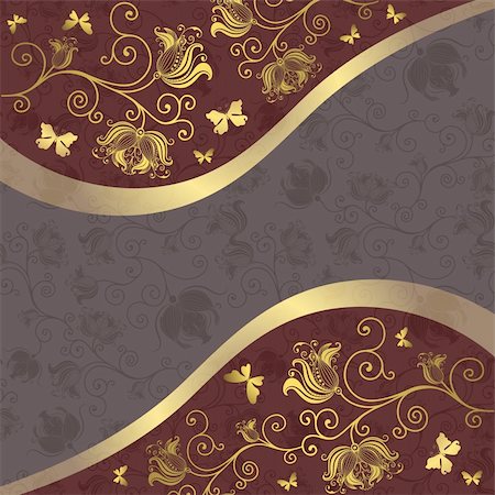 silver circle pattern - Gold and purple-gray floral frame with curls and butterflies (vector EPS10) Stock Photo - Budget Royalty-Free & Subscription, Code: 400-05925957