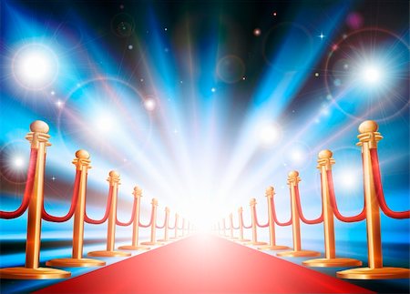 simsearch:400-09153929,k - A grand entrance with red carpet, velvet rope and photographers flash lights going off Foto de stock - Super Valor sin royalties y Suscripción, Código: 400-05926825