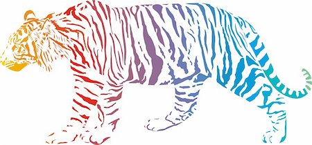 Tiger with rainbow smokescreen camouflage Stock Photo - Budget Royalty-Free & Subscription, Code: 400-05927704