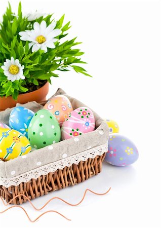 simsearch:400-07306161,k - easter egg in basket with spring flower isolated on white background Foto de stock - Super Valor sin royalties y Suscripción, Código: 400-05927875