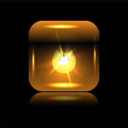 Glowing button-bulb with reflection, vector illustration, eps10 Stock Photo - Budget Royalty-Free & Subscription, Code: 400-05927943